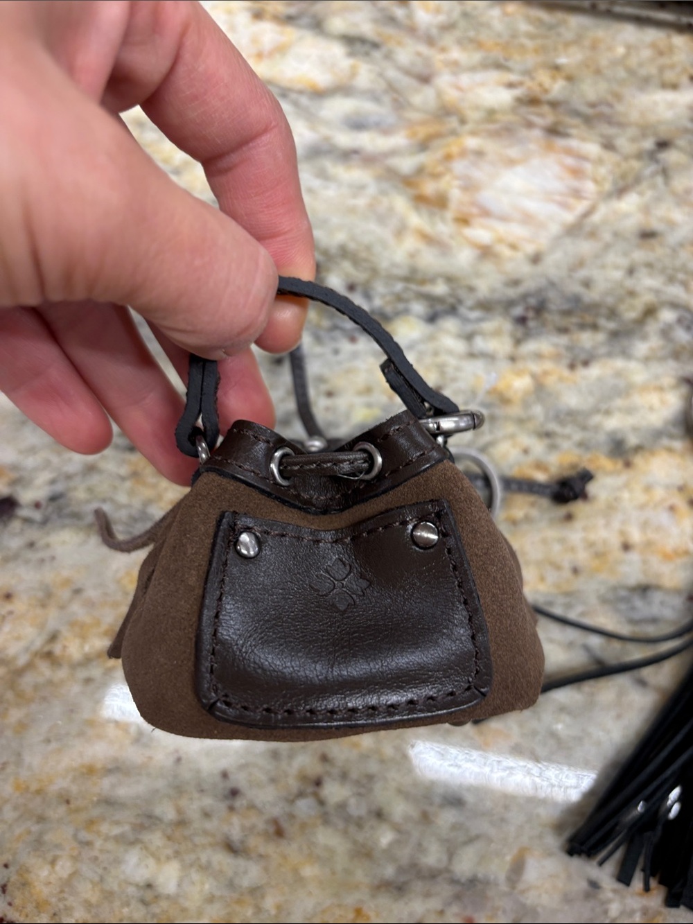 Patricia Nash Dark Brown Suede and Leather Mini Bag Charm